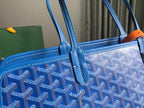 HARDY PM BAG 40 IN SKY BLUE GOYARDINE CANVAS AND TAURILLON LEATHER TRIM
