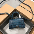 Balenciaga Hourglass bag dark blue crocodile skin