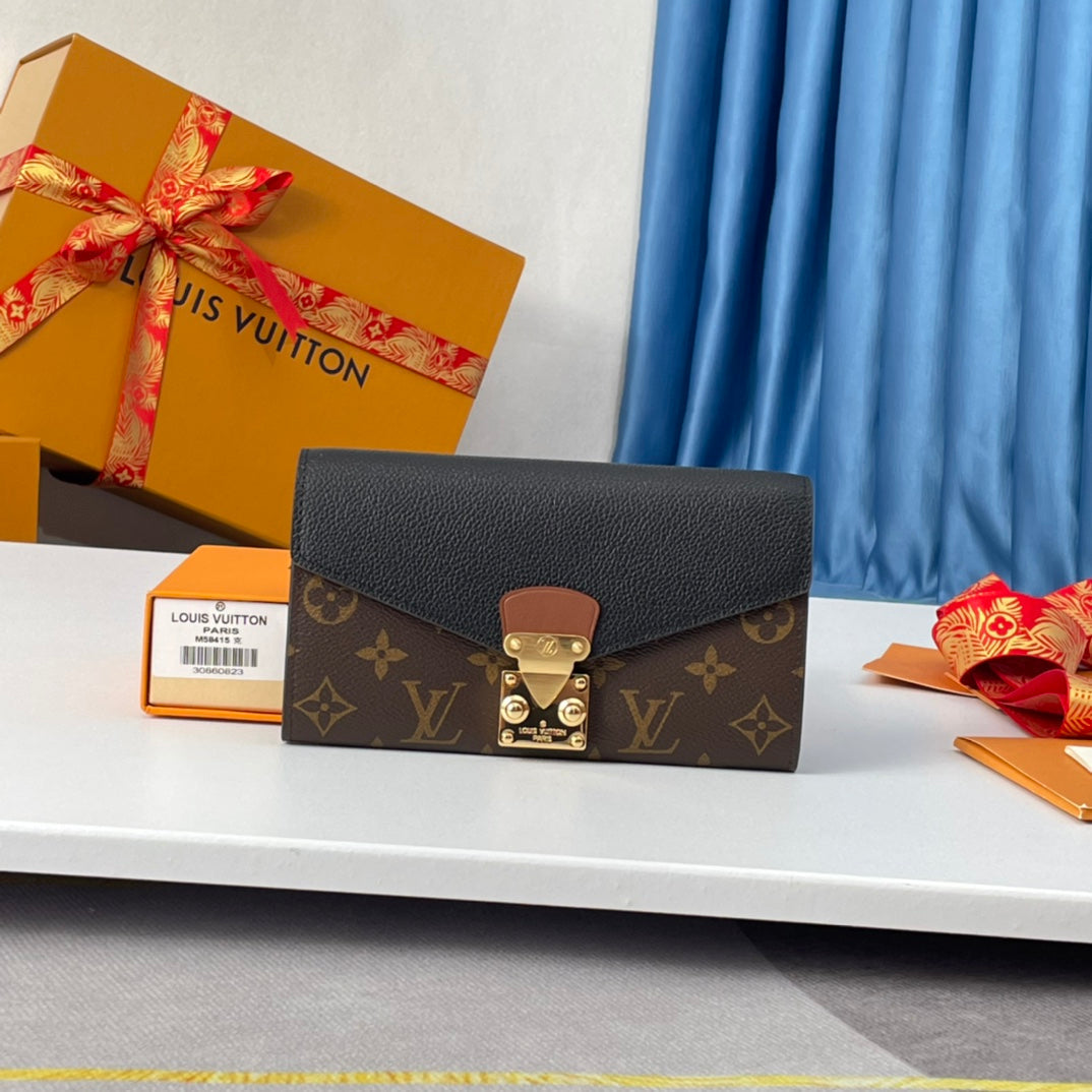 LV M58415 Pallas Wallet Black Monogram Canvas 221565