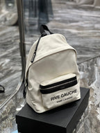 RIVE GAUCHE BACKPACK 35 IN WHITE CANVAS MIX BLACK CALFSKIN