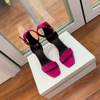 BALMAIN 25S THIN STRAP HIGH HEELS 105MM IN FUCHSIA SUEDE GOLD HARDWARE