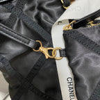 TOTE BAG 44 IN BLACK NYLON GOLD HARDWARE