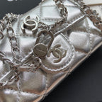CC 24 Classic Wallet On Chain 11cm Silver Sheepskin  156514