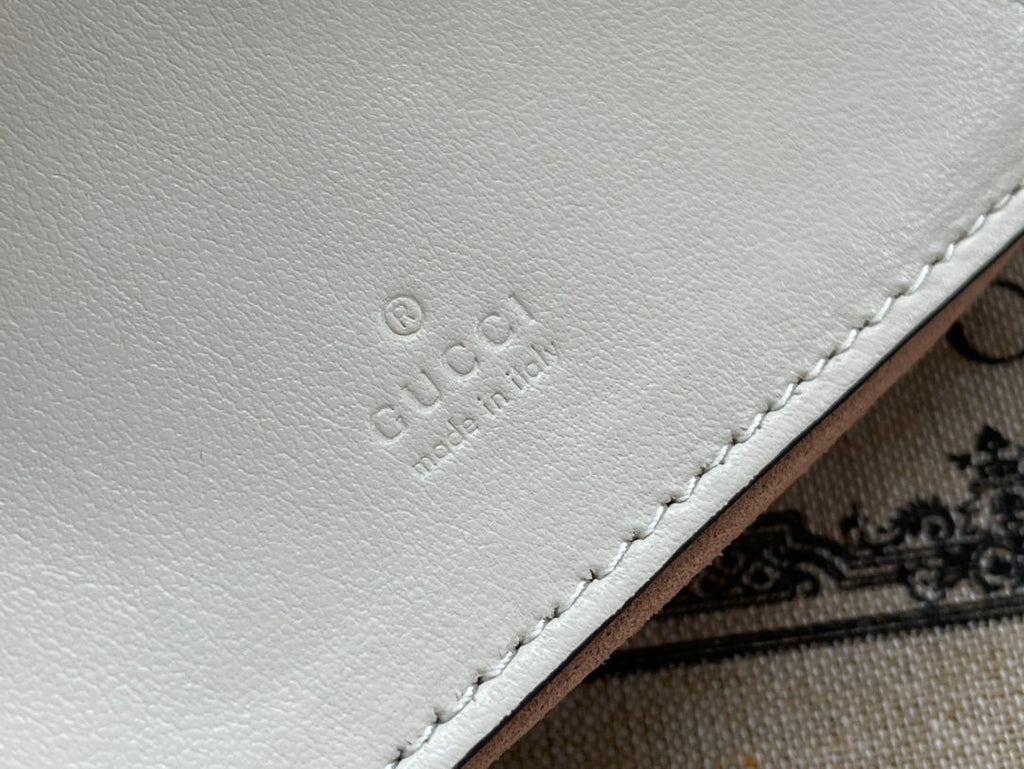 Gucci Marmont 21cm Shoulder Bag White Leather 333534