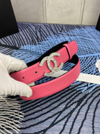 CHANEL 25S BELT 30 MM IN PINK CALFSKIN WITH SILVER HARDWARE 615094