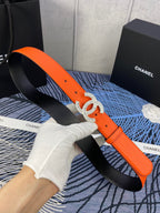 CHANEL 25S BELT 30 MM IN ORANGE CALFSKIN WITH GOLD HARDWARE 615097