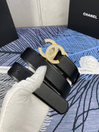 CHANEL 25S BELT 30 MM IN BLACK CALFSKIN WITH GOLD HARDWARE 615100