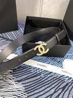 CHANEL 25S BELT 30 MM IN BLACK CALFSKIN WITH GOLD HARDWARE 615100