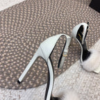 HIGH HEELS SQUARE TOE IN WHITE MINK FUR