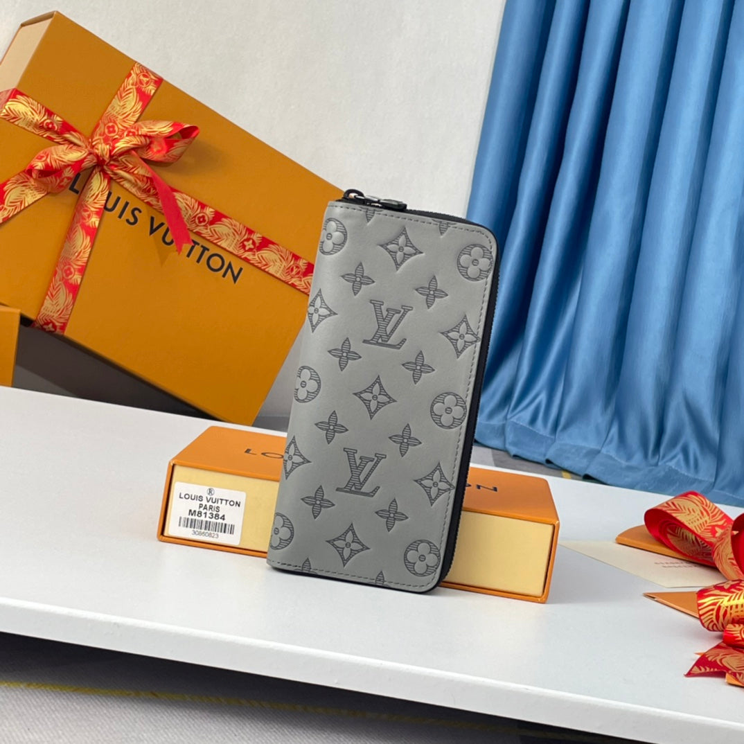LV M81384 Zippy Vertical Wallet Monogram Shadow Calf Leather 221623