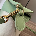 Mini Puzzle bag in soft grained 18cm White and Green Calfskin