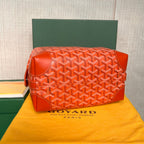 BOWLING TOILETRY BAG 25 IN RED ORANGE GOYARDINE CANVAS AND CALFSKIN