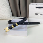 Medium Triomphe Belt 25mm Black Calfskin Gold Loop Ghw