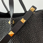 Valentino Spring and Summer 35 Tote Bag Black Raffia 552573