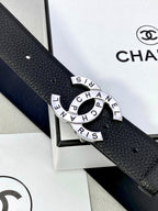 CC 30MM BELT IN BLACK SMOOTH CALFSKIN WITH SILVER HARDWARE