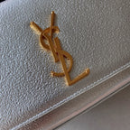 kate medium 24cm silver metalic calfskin gold hardware