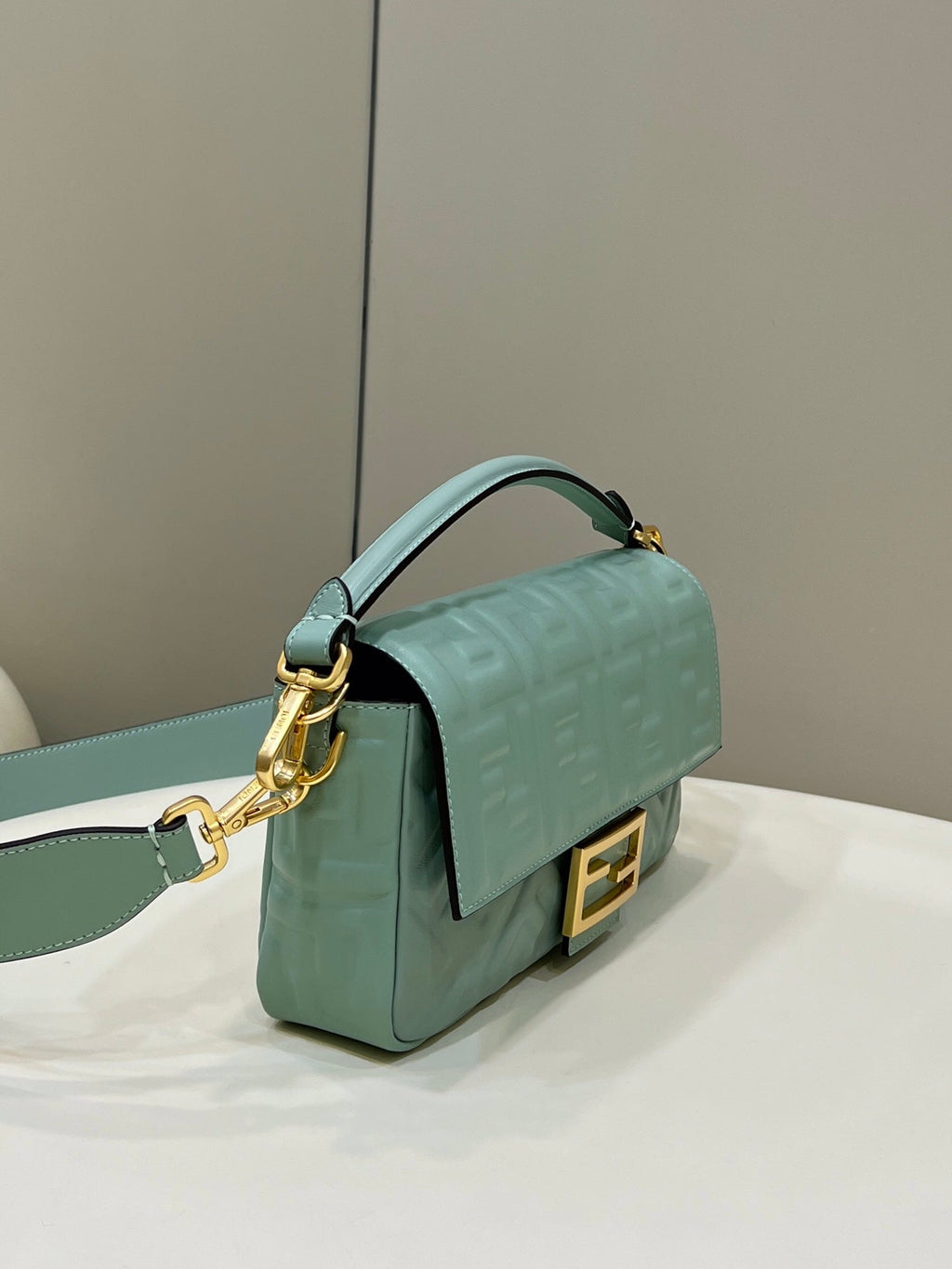 Baguette 27cm Powder Blue Lambskin Gold Hardware