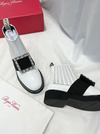 VIV' RANGERS CHELSEA BOOTIES IN WHITE CALFSKIN CRYSTAL BUCKLE