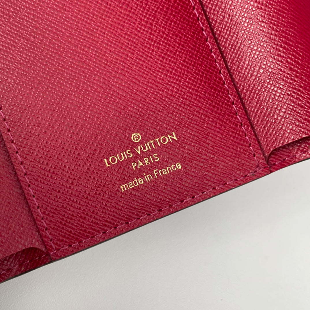LV M41938 Victorine Wallet Brown Purple-red Monogram Canvas 221673