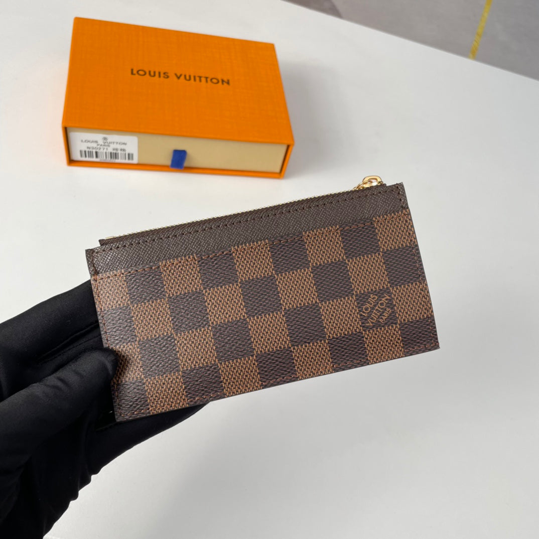 LV N30271 Coin Card Holder Brown Damier Ebene Canvas 221509