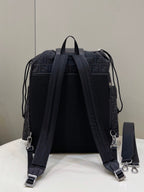 FENDI STRIKE LARGE 46 FF BLACK JACQUARD FABRIC BACKPACK