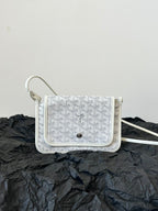 PLUMET POCKET WALLET 20 IN WHITE GOYARDINE CANVAS AND LAMBSKIN TRIM