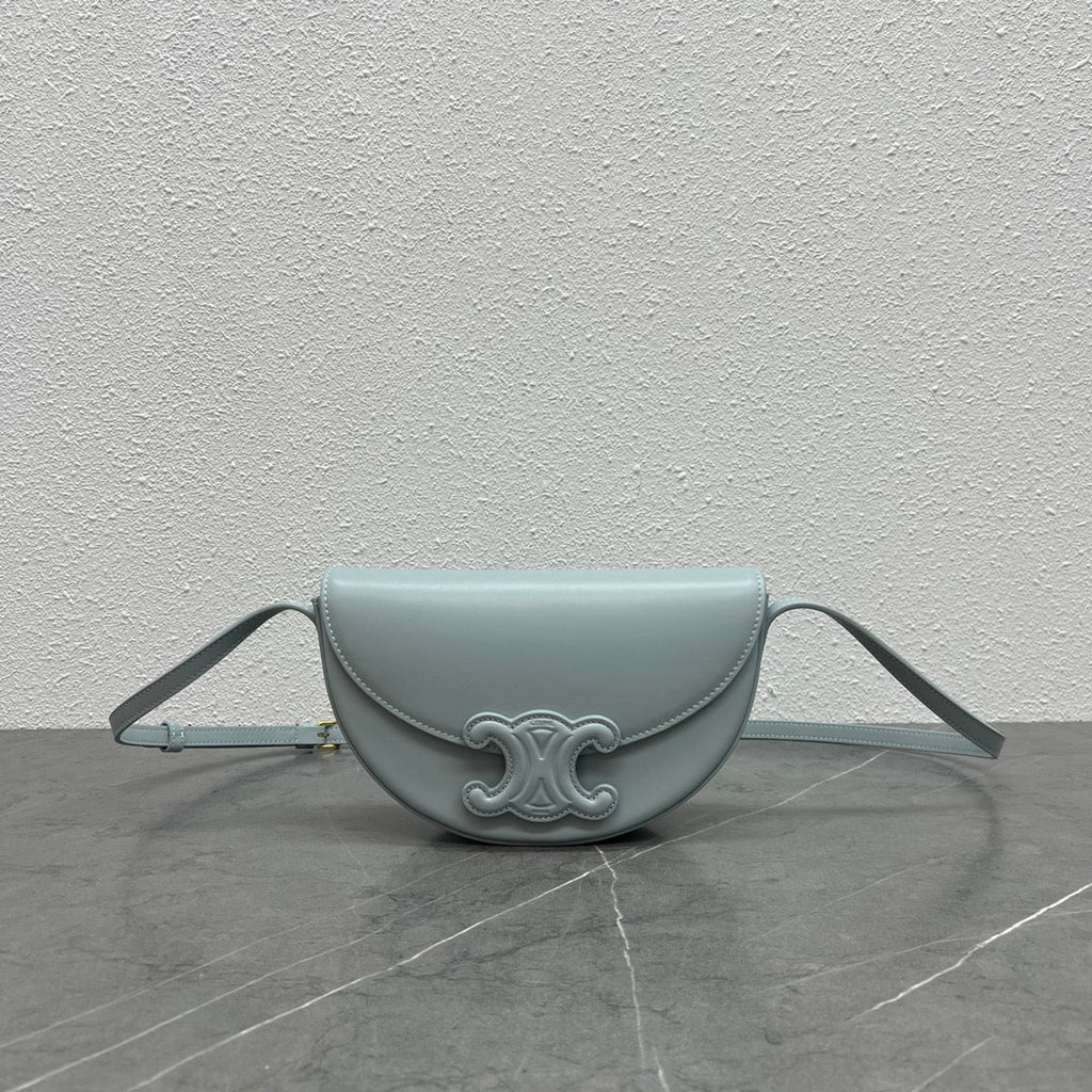 Celine Besace Cuir Bag Triomphe Grey-Blue Calfskin