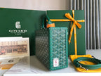 GRAND HÔTEL TRUNK BAG 24 IN GREEN GOYARDINE CANVAS AND CALFSKIN
