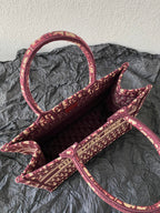 Medium CD Book Tote 36cm Burgundy Retro Style D Letter Embroidery