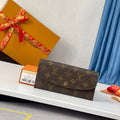 LV M60696 Emilie Wallet Brown Red Monogram Canvas 221661