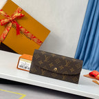 LV M60696 Emilie Wallet Brown Pink Monogram Canvas 221664