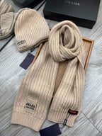 SET SCARF AND HAT IN SAND BROWN WOOL AND RABBIT FUR 388990