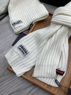 SET SCARF AND HAT IN WHITE WOOL AND RABBIT FUR 388991