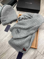 SET SCARF AND HAT IN PALE GRAY WOOL AND RABBIT FUR 388992