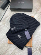 SET SCARF AND HAT IN BLACK WOOL AND RABBIT FUR 388994