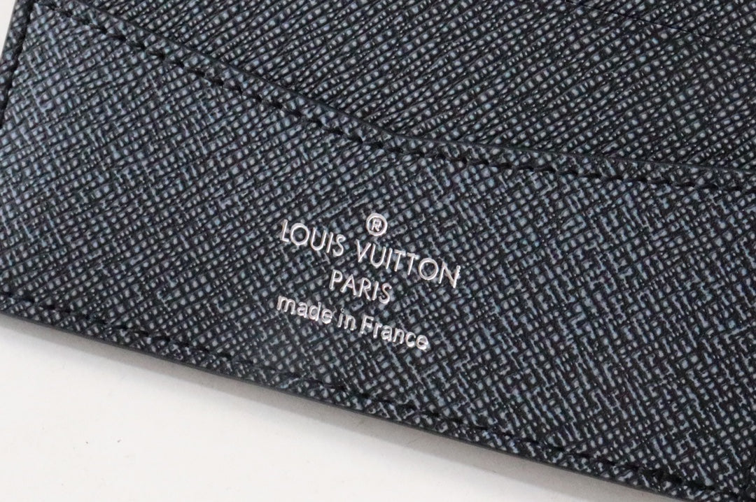 LV Logo Slender Wallet Black Blue Monogram Canvas 182771