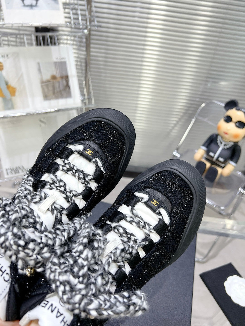 CC CANO ALTO SNEAKER IN BLACK TWEED AND RUBBER