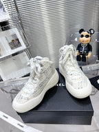 CC CANO ALTO SNEAKER IN WHITE WOOL TWEED AND RUBBER