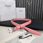 TRIOMPHE 25 MM BELT IN BLUSH PINK CALFSKIN SILVER HARDWARE