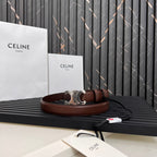 TRIOMPHE 25 MM BELT IN DARK BROWN CALFSKIN SILVER HARDWARE