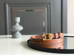 CELINE 25S BELT TRIOMPHE 25MM IN BROWN CALFSKIN 559676