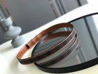 CELINE 25S BELT TRIOMPHE 25MM IN BROWN CALFSKIN AND CANVAS 559678