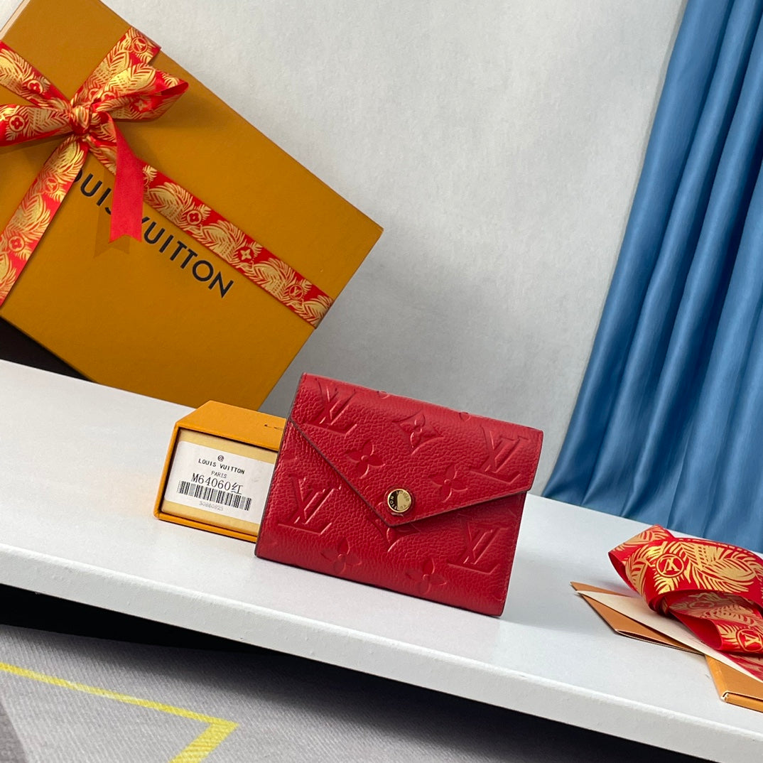 LV M64060 Victorine Wallet Red Monogram Empreinte Leather 221682