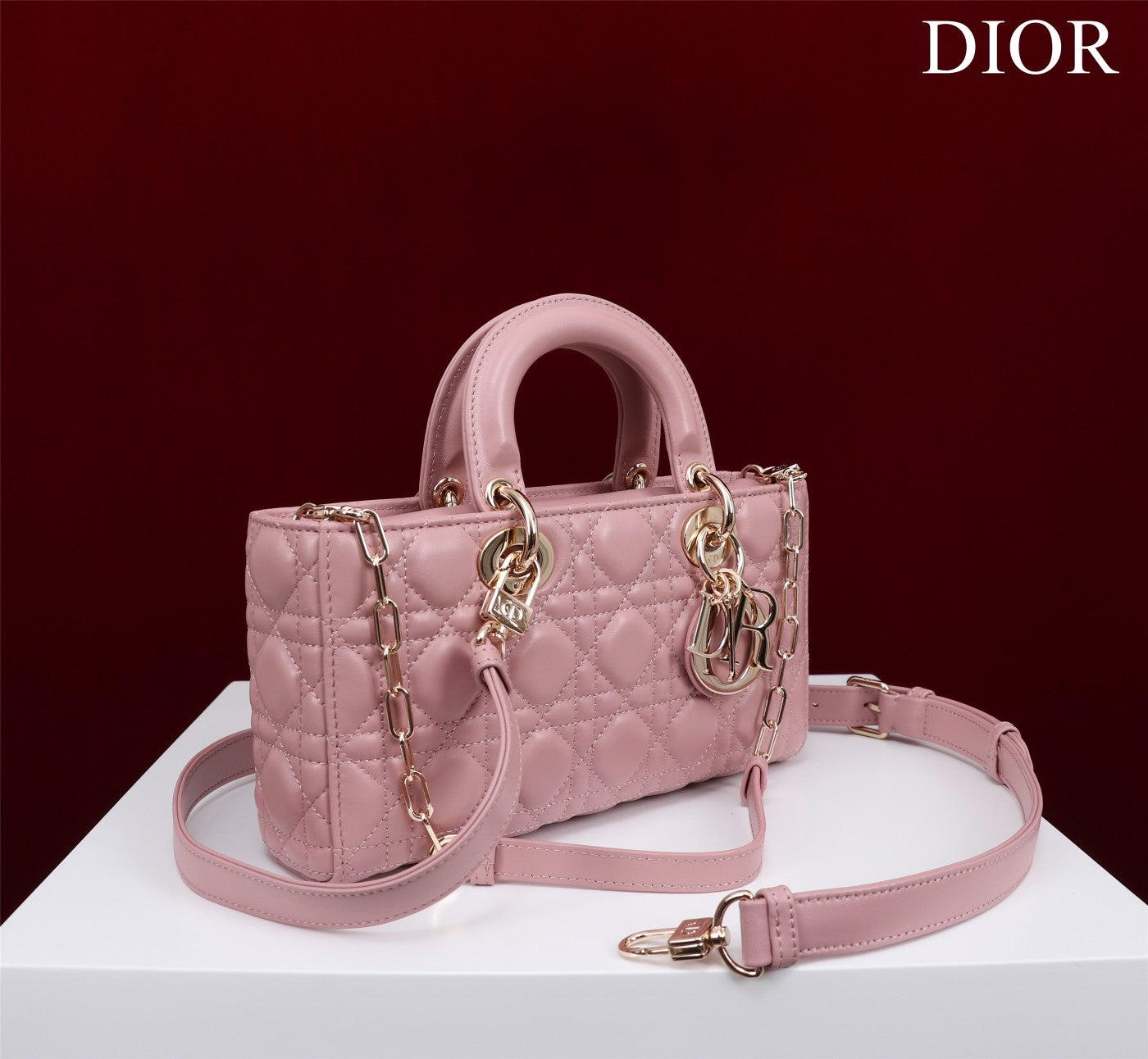 medium lady d-joy 26 antique pink lambskin