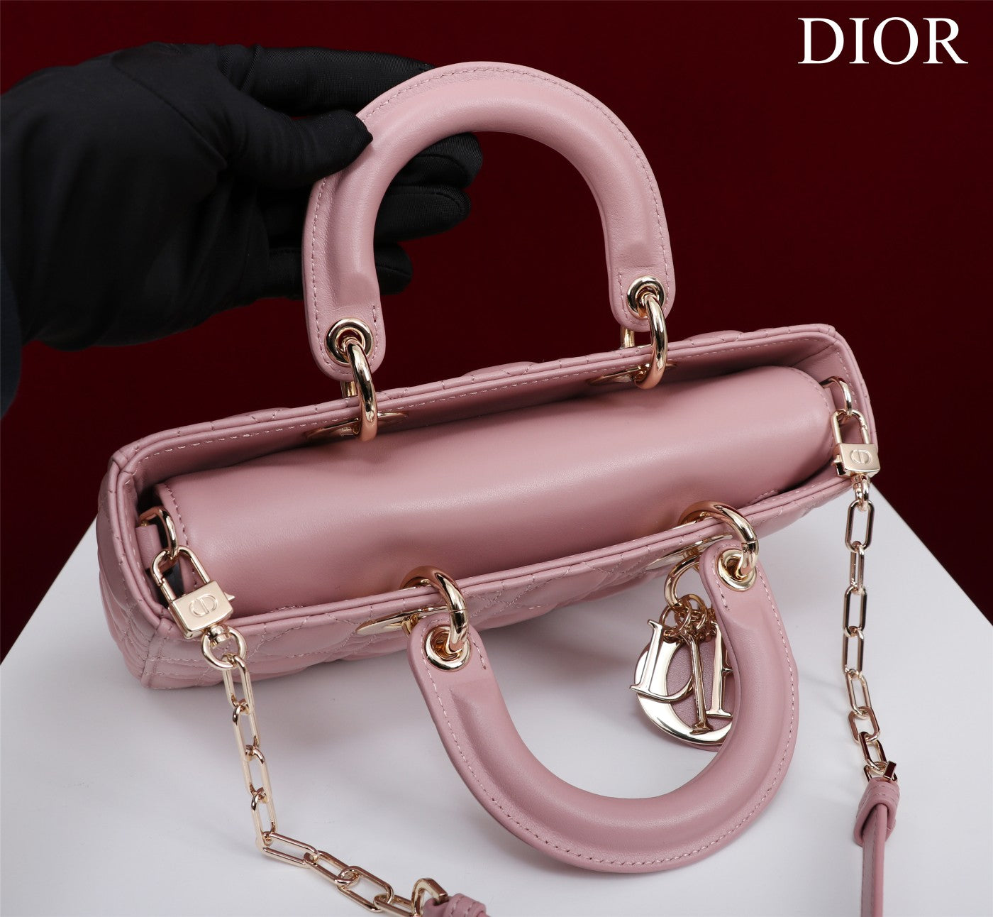 medium lady d-joy 26 antique pink lambskin