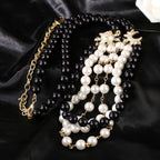 CHANEL 25S CHAIN BELT IN WHITE AND BLACK PEARL 614477