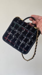 CC 2025 Small Flap Bag 21 Black Tweed Leather Gold Hardware