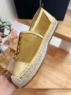 SL YVES LOGO SLIP ON METALLIC GOLD CALFSKIN AND MESH