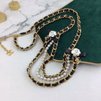 CHANEL 25S CHAIN BELT IN WHITE PEARL AND BLACK CALFSKIN 614403