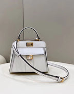 FENDI PEEKABOO MINI 23 BAG IN WHITE CALFSKIN WITH GOLD HARDWARE
